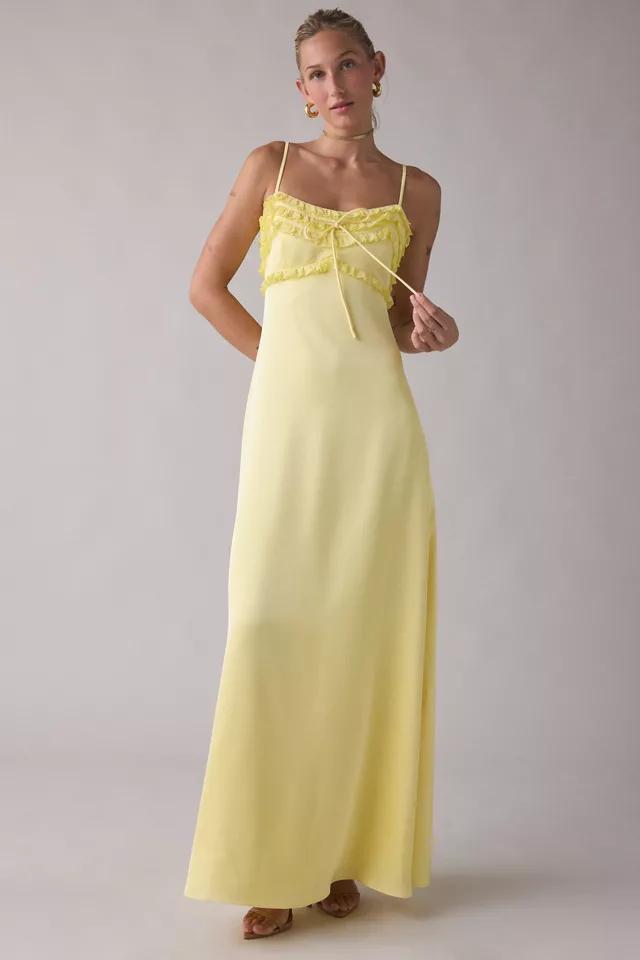 Lulus Wisteria Ruffle Trim Satin Maxi Dress by LULUS