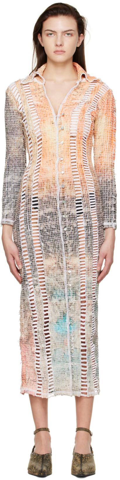 Orange Polyester Midi Dress by LUNA DEL PINAL Orange Polyester Midi Dress by LUNA DEL PINAL