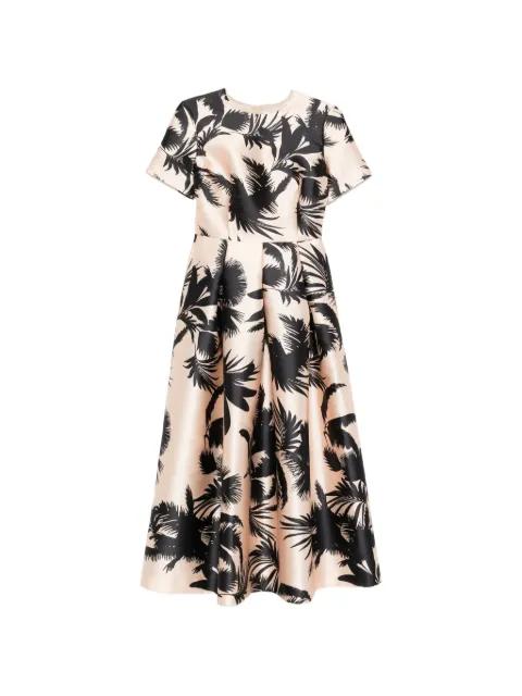 palm leaf-print midi dress by LUNATICA MILANO