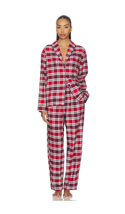 LUNYA Brushed Flannel Pant Set in Red by LUNYA