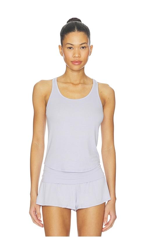 LUNYA Soft Modal Rib Curved Hem Tank Top in Lavender by LUNYA