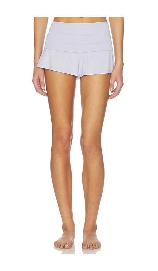LUNYA Soft Modal Rib Fold Over Shorts in Lavender by LUNYA