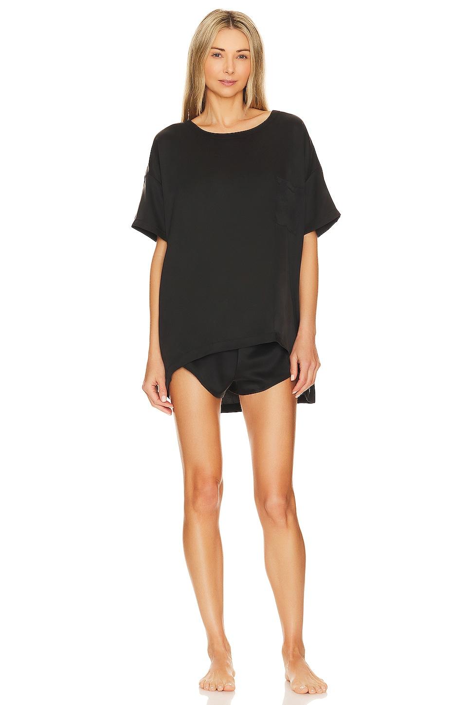 LUNYA Washable Silk Tee Set in Black by LUNYA