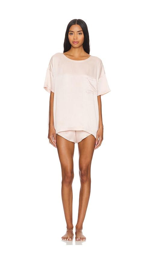 LUNYA Washable Silk Tee Short Set in Blush by LUNYA
