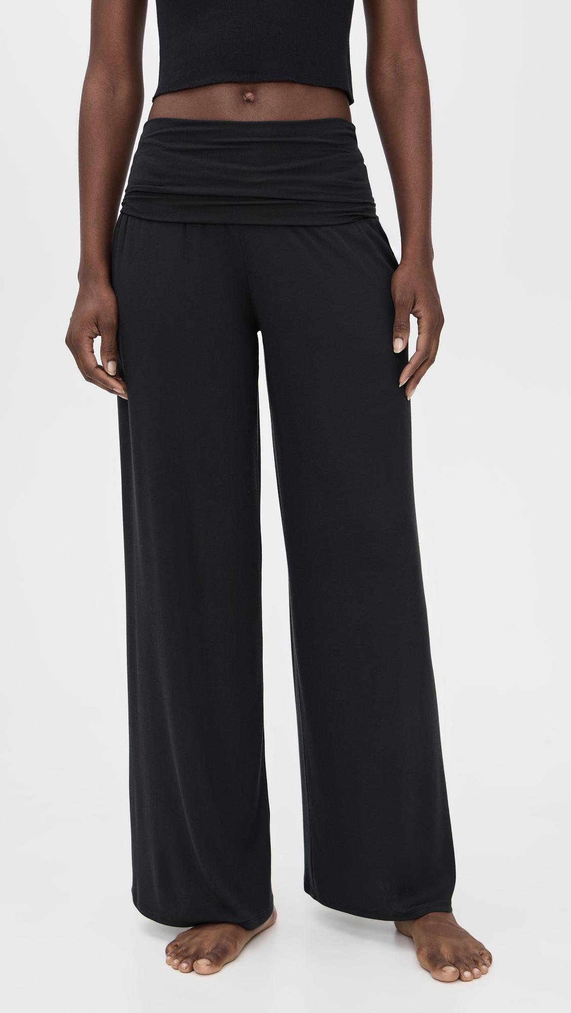 Soft Modal Rib Fold Over Pants by LUNYA