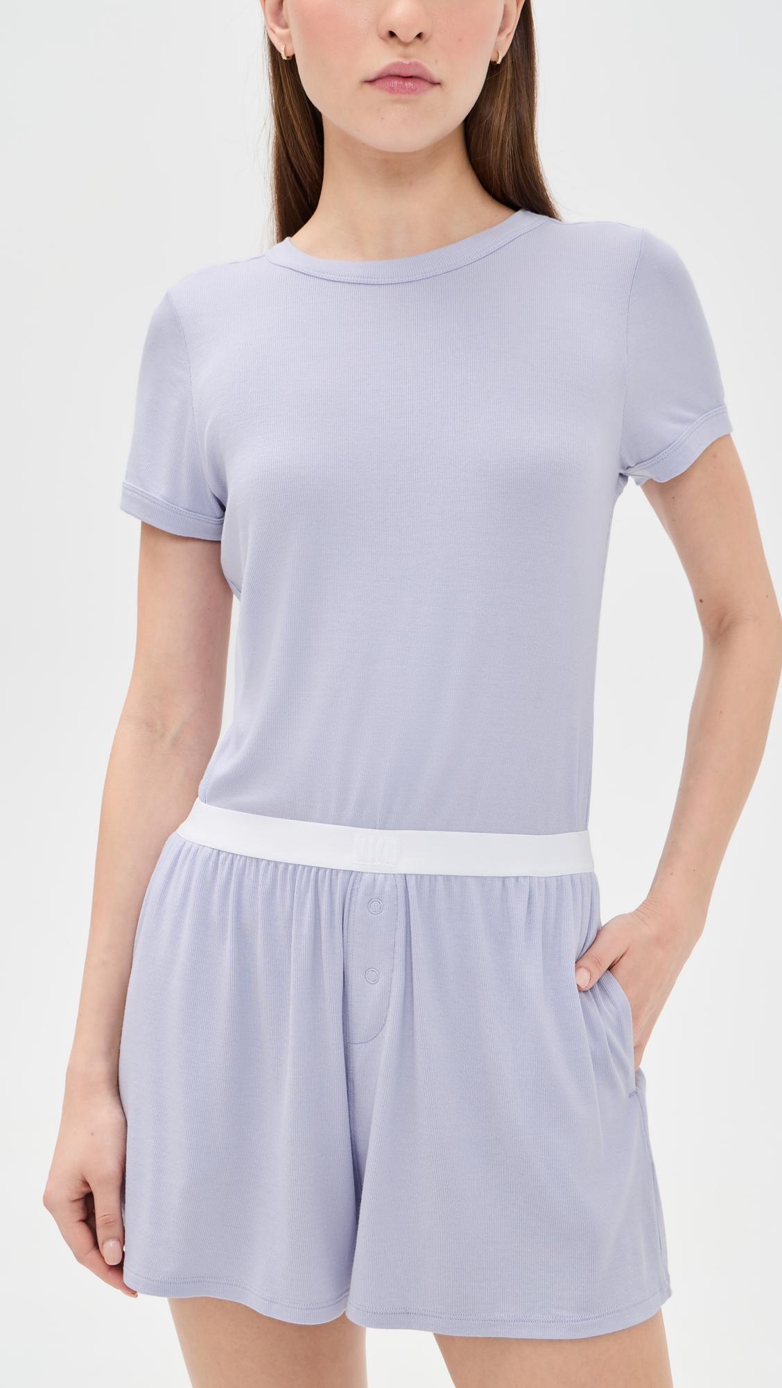 Soft Modal Rib Tee Shorts Set by LUNYA