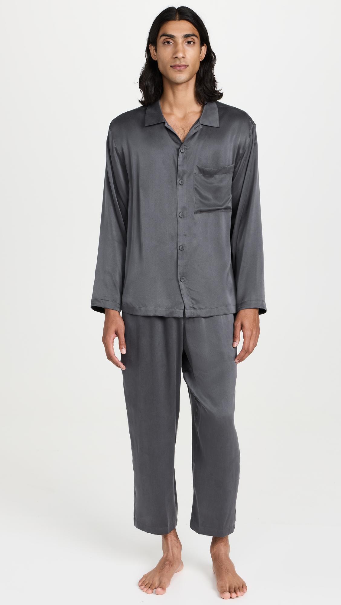 Washable Silk Button Up PJ Set by LUNYA