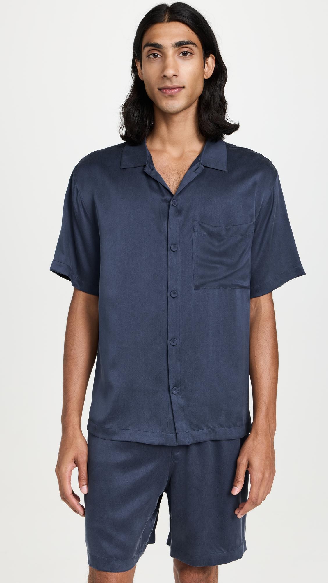 Washable Silk Button Up Short PJ Set by LUNYA