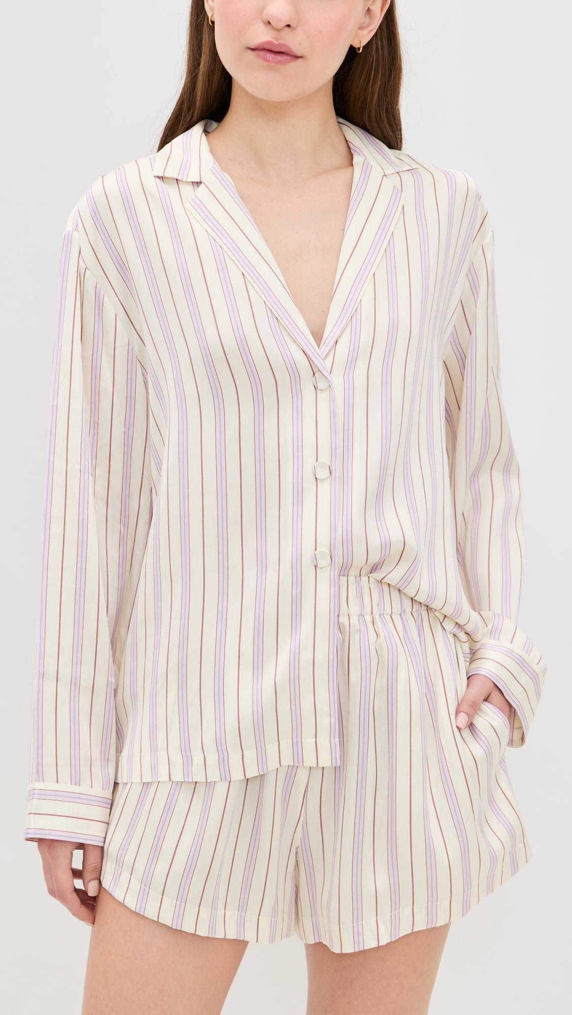 Washable Silk Button Up Short Set by LUNYA