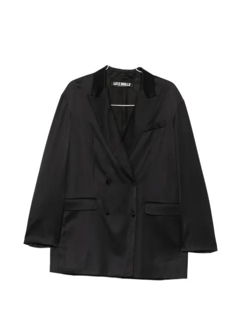 Hero double-breasted satin-finish blazer by LUTZ HUELLE