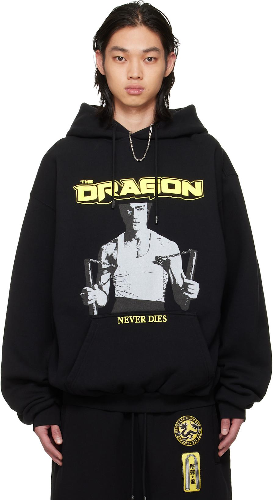 BRUCE LEE x LỰU ĐẠN Black Oversized Hoodie by LU'U DAN