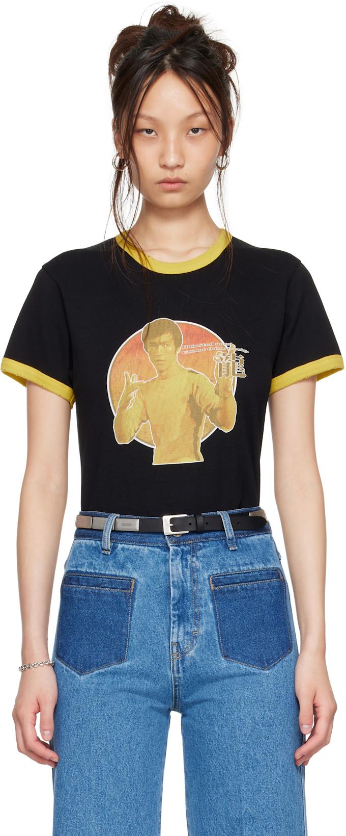 BRUCE LEE x LỰU ĐẠN Black Ringer T-shirt by LU'U DAN