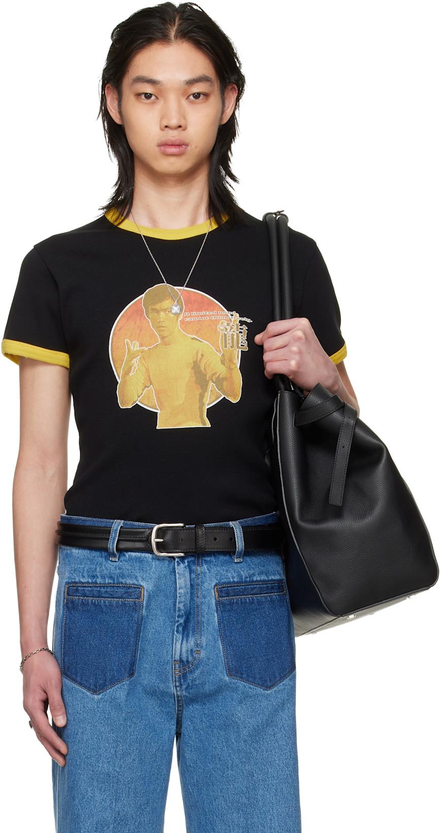 BRUCE LEE x LỰU ĐẠN Black Ringer T-shirt by LU'U DAN