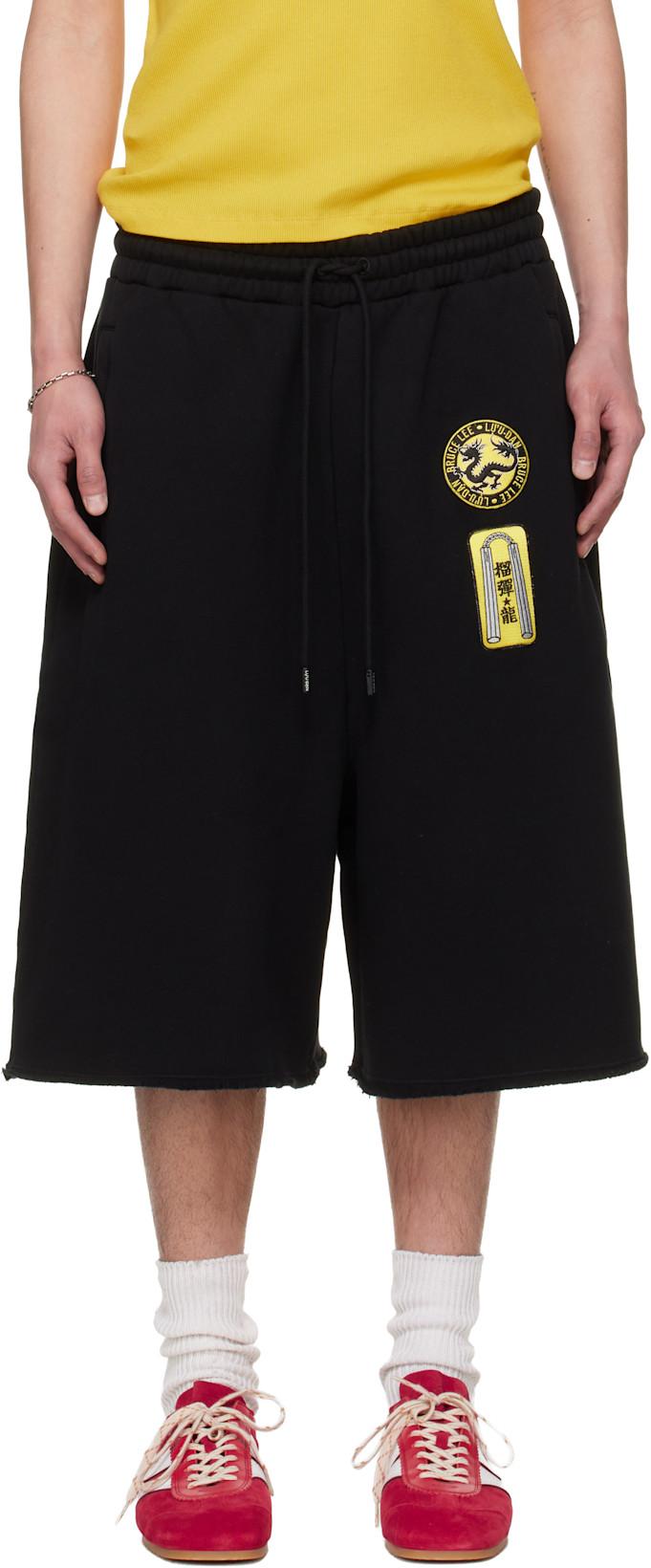 BRUCE LEE x LỰU ĐẠN Black Zoku Shorts by LU'U DAN