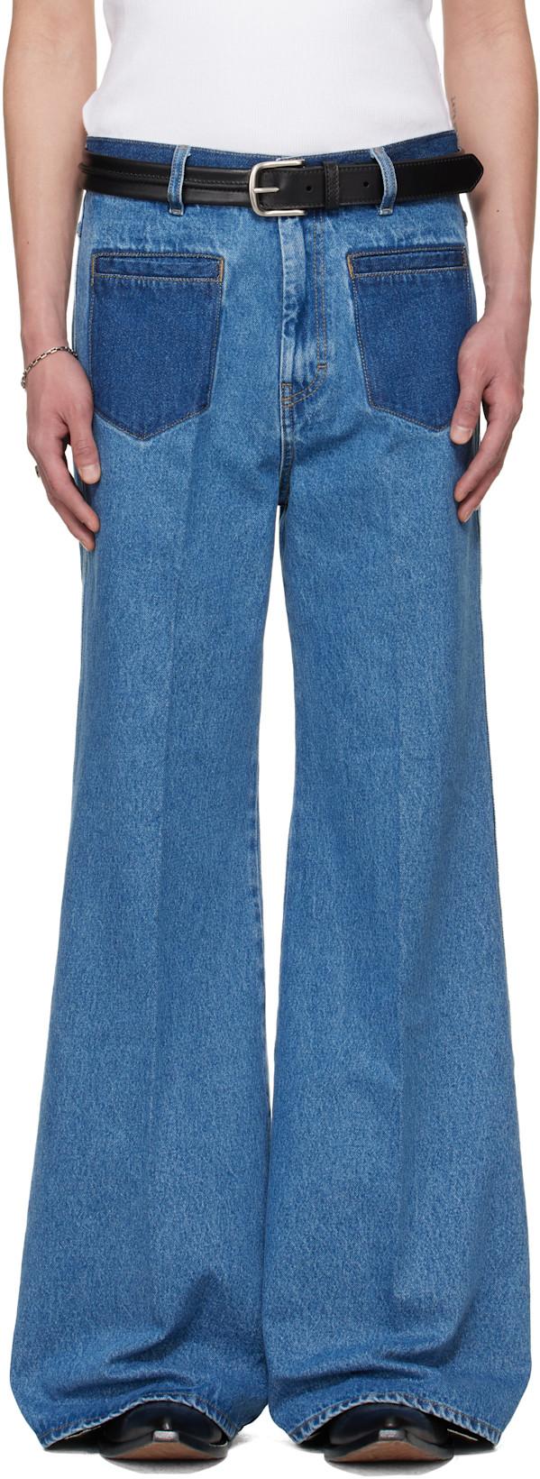 BRUCE LEE x LỰU ĐẠN Blue Nocturnal Flare Jeans by LU'U DAN