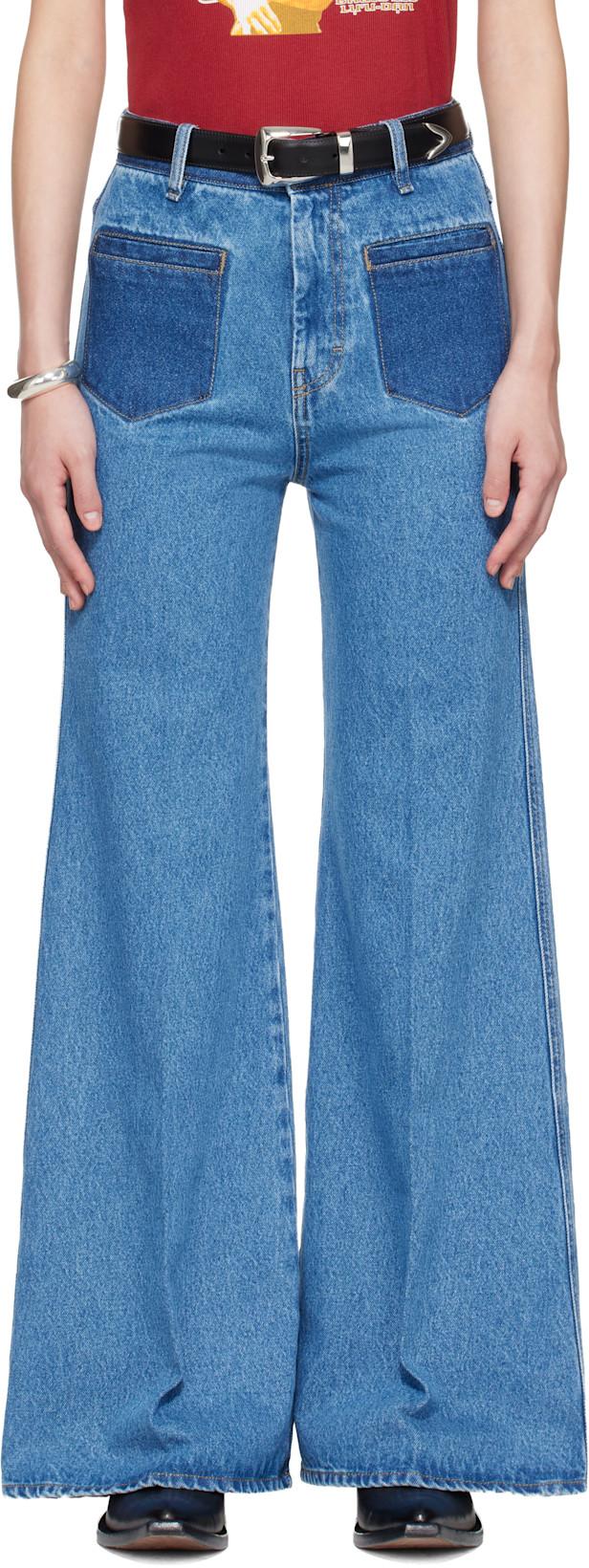 BRUCE LEE x LỰU ĐẠN Blue Nocturnal Flare Jeans by LU'U DAN