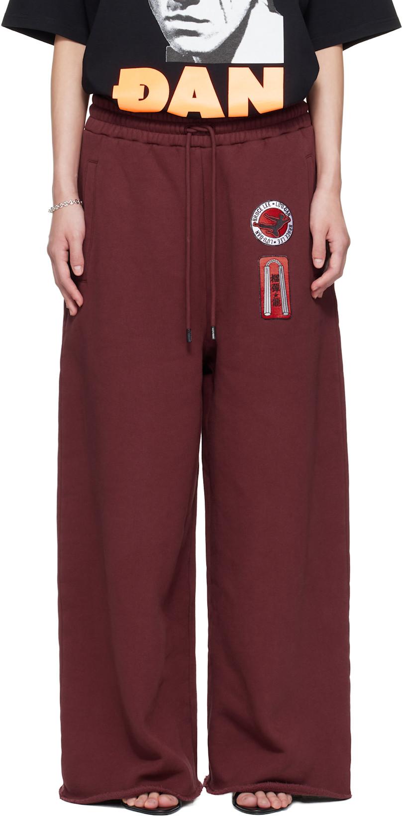 BRUCE LEE x LỰU ĐẠN Burgundy Gym Sweatpants by LU'U DAN