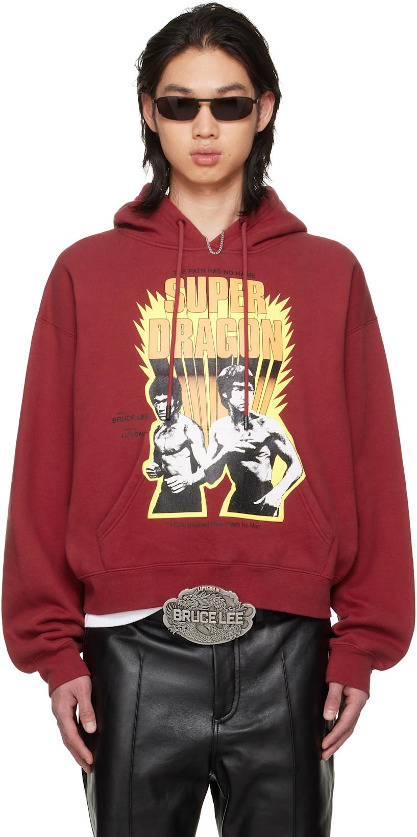 BRUCE LEE x LỰU ĐẠN Red Heavy Weight Gym Hoodie by LU'U DAN
