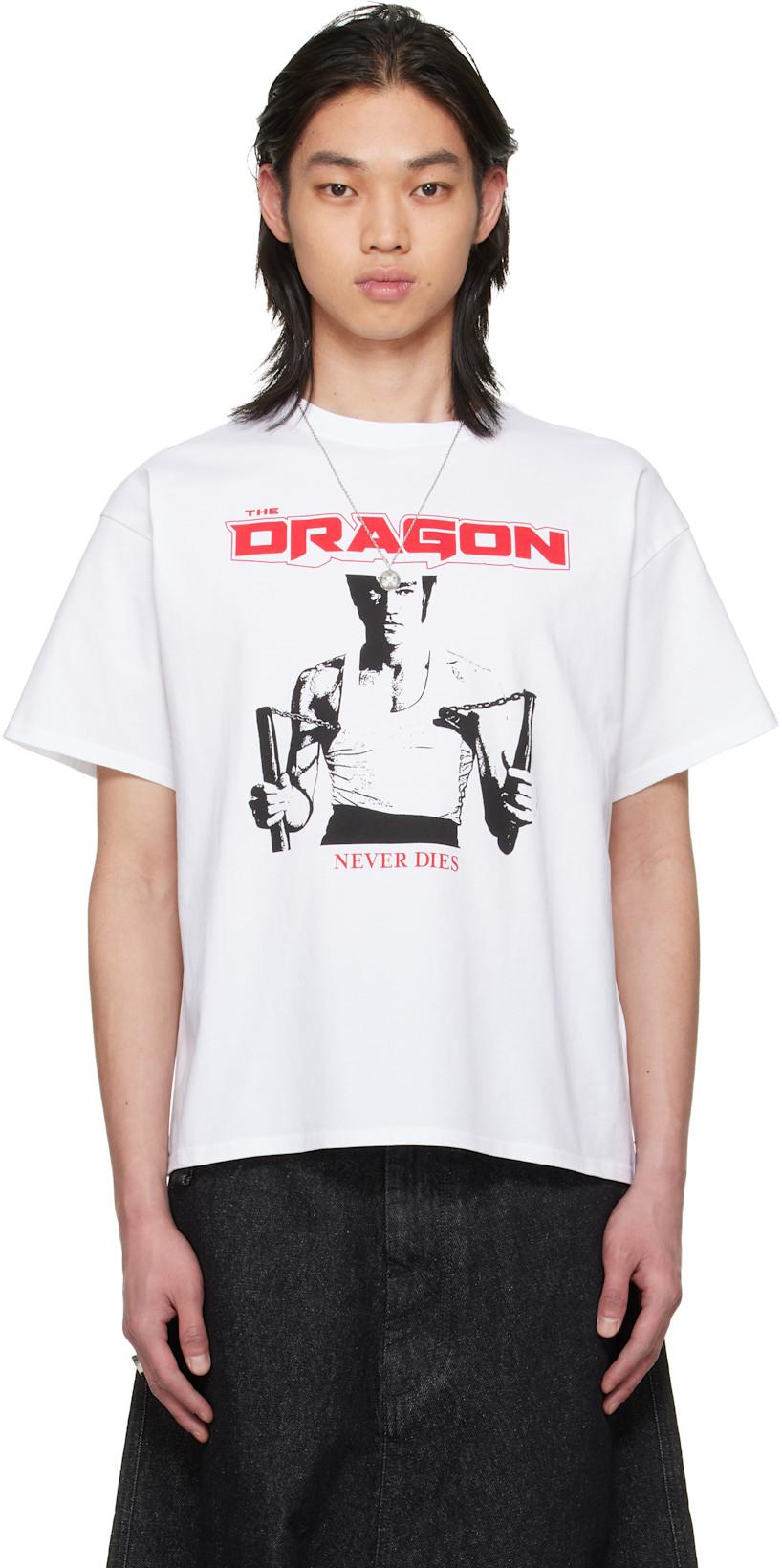 BRUCE LEE x LỰU ĐẠN White Athletic T-shirt by LU'U DAN