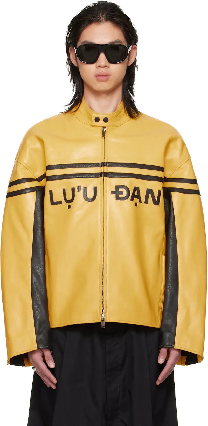 BRUCE LEE x LỰU ĐẠN Yellow Legacy Moto L-D Leather Jacket by LU'U DAN