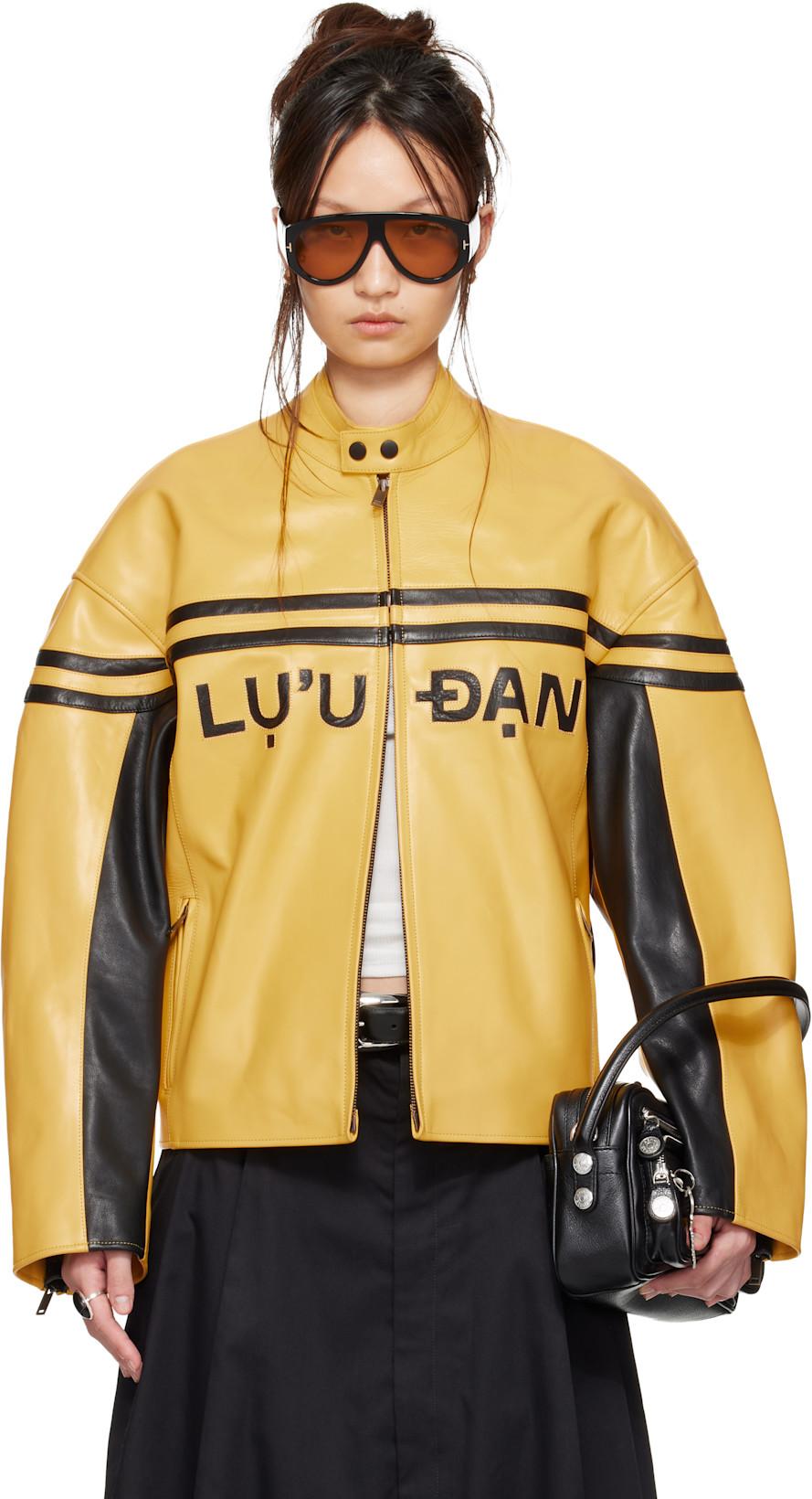 BRUCE LEE x LỰU ĐẠN Yellow Legacy Moto L-D Leather Jacket by LU'U DAN