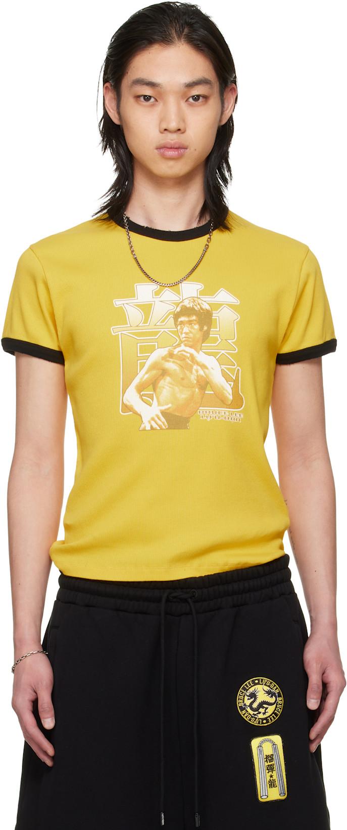 BRUCE LEE x LỰU ĐẠN Yellow Ringer T-shirt by LU'U DAN