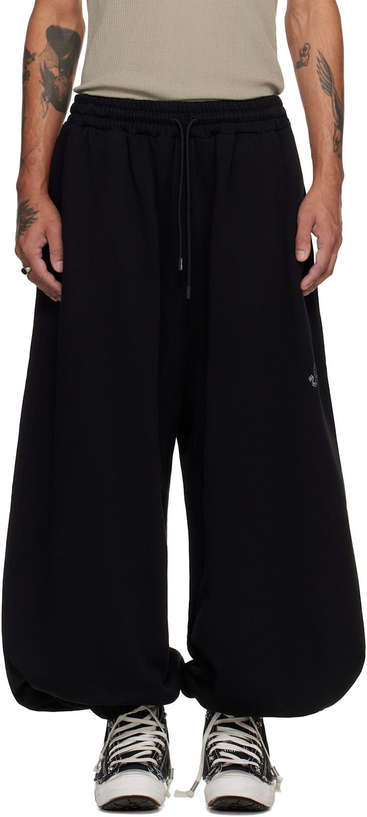 Black Baggy Bontans Sweatpants by LU'U DAN