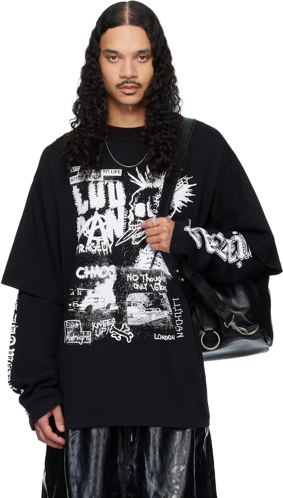 Black Double Deck T-shirt by LU'U DAN