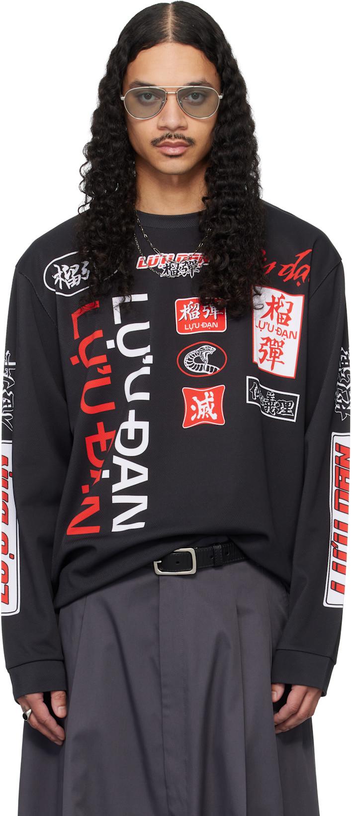 Black Oversized Long Sleeve T-shirt by LU'U DAN