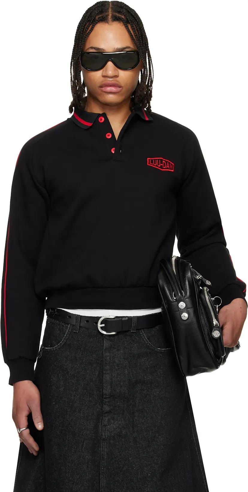Black Pit Stop Polo by LU'U DAN