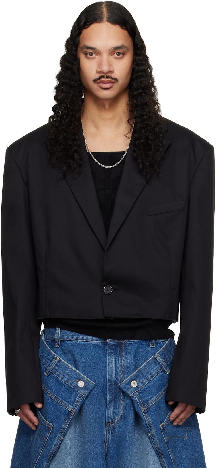 Black Slashed Blazer by LU'U DAN