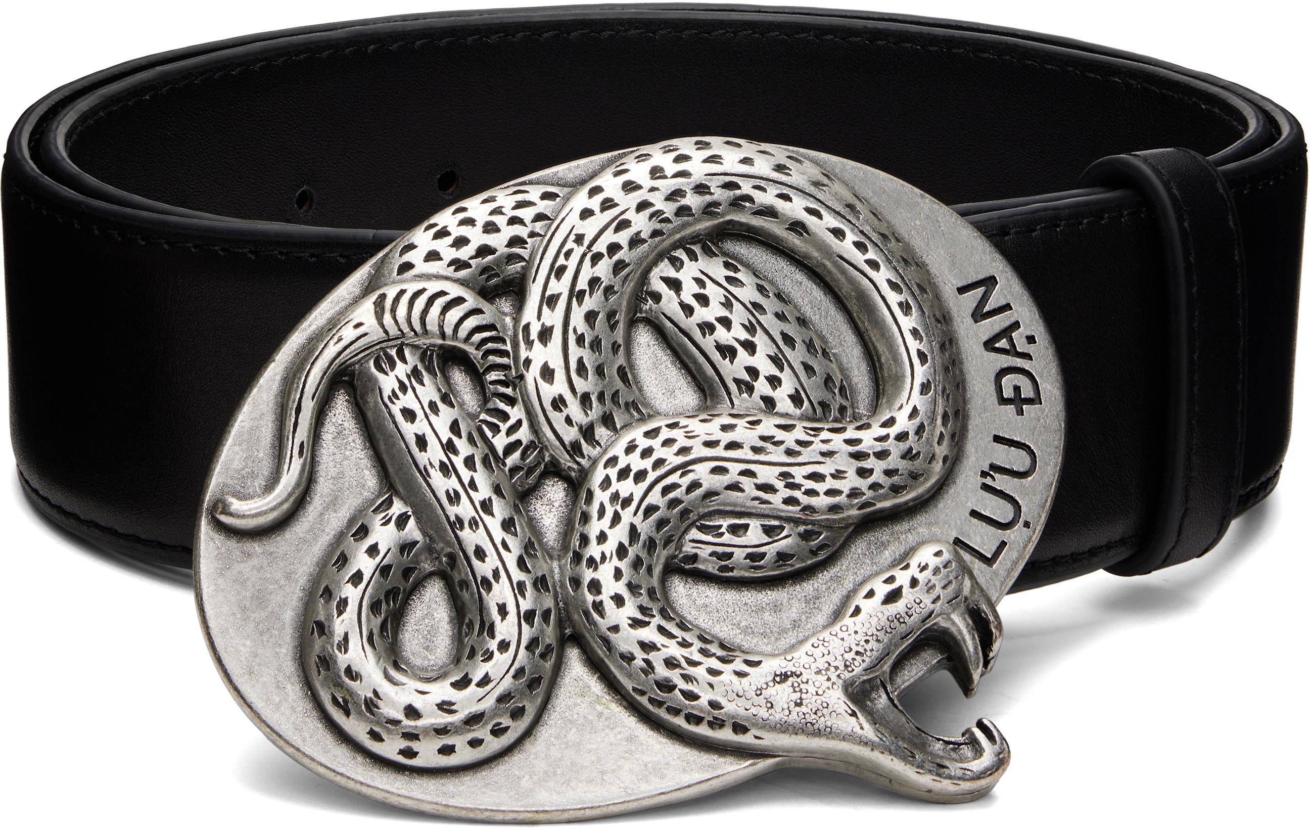Black Twisted Snake Cowboy Belt by LU'U DAN