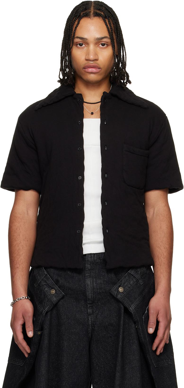 Black Wadded Shift Shirt by LU'U DAN