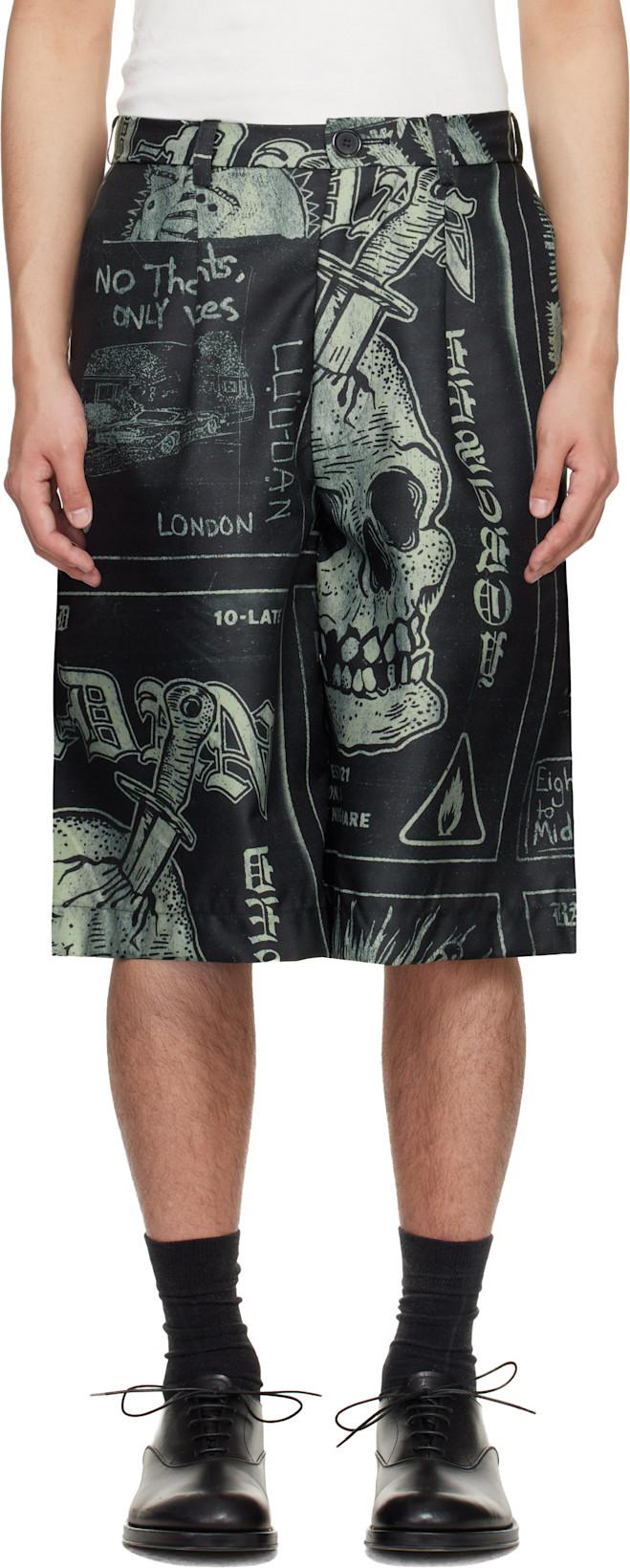 Black Wide Leg Shorts by LU'U DAN