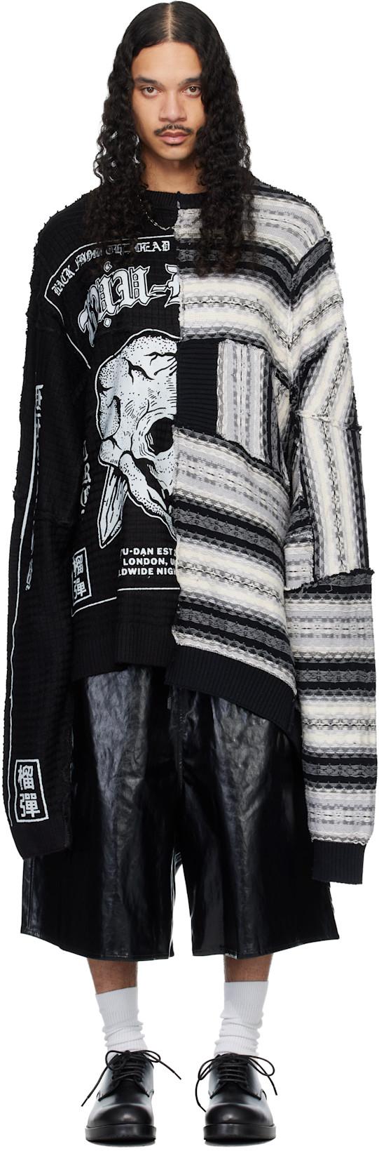 Black & Gray Down Cycled Sweater by LU'U DAN