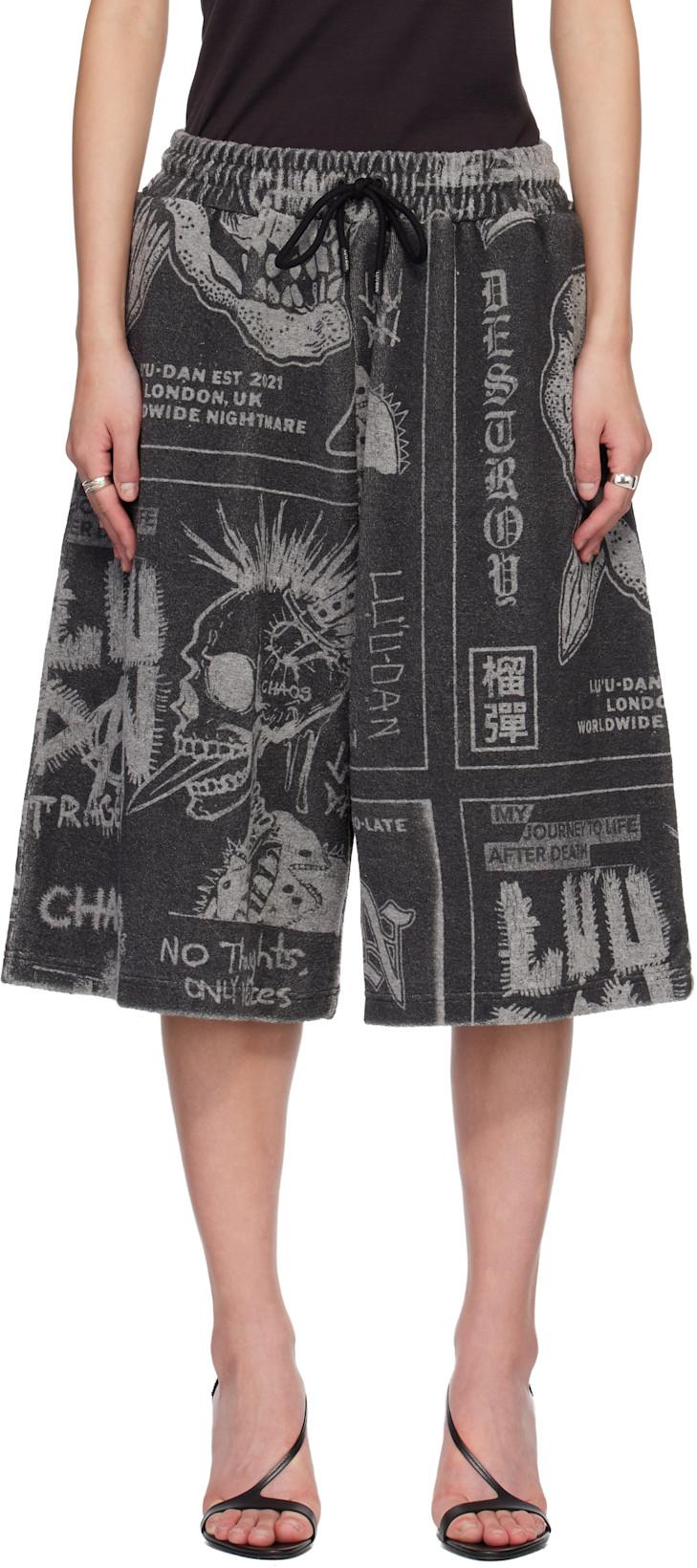 Gray BBall Shorts by LU'U DAN