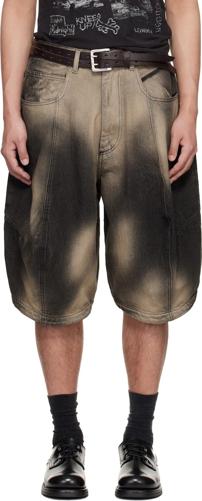 Gray Puffa Denim Shorts by LU'U DAN
