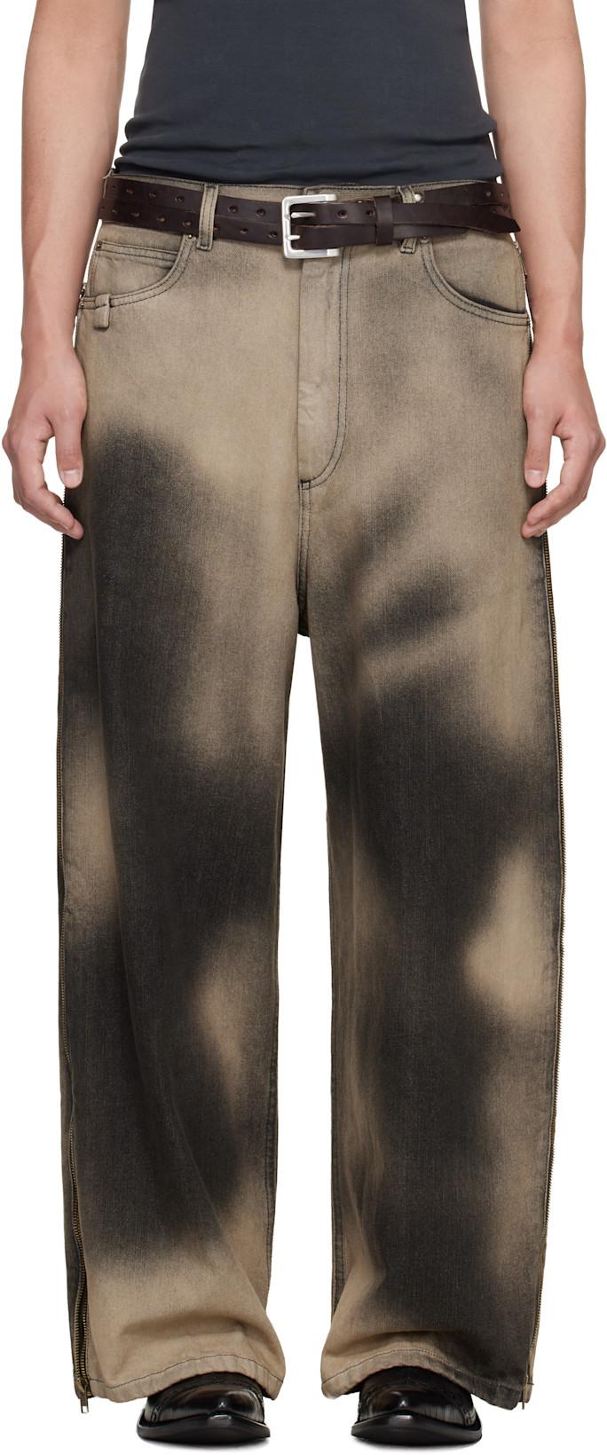 Gray Side Zip Jeans by LU'U DAN