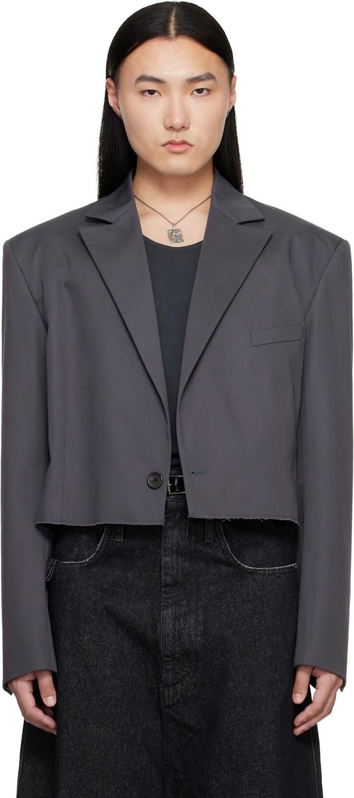 Gray Slashed Blazer by LU'U DAN