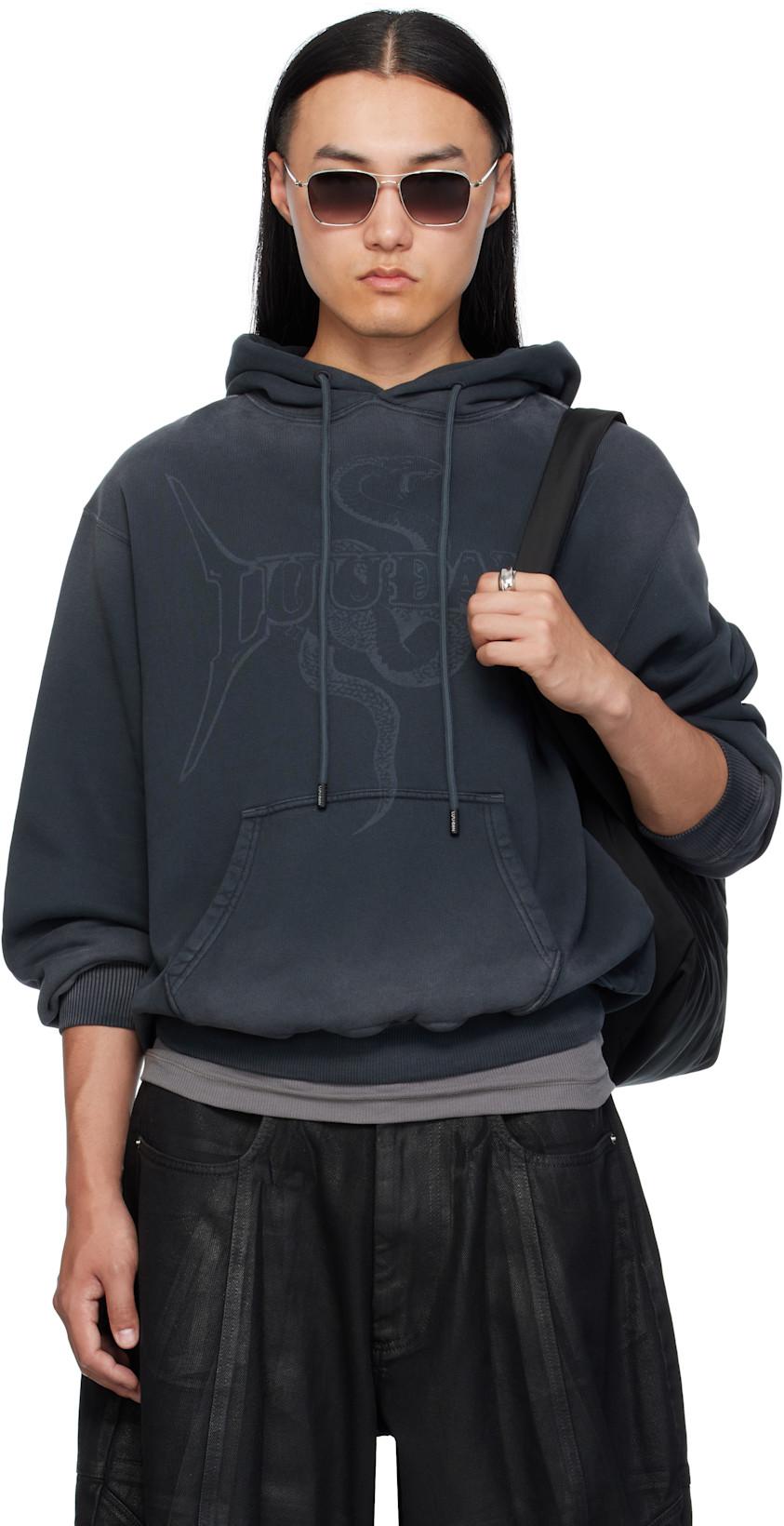 Gray Slouch Hoodie by LU'U DAN