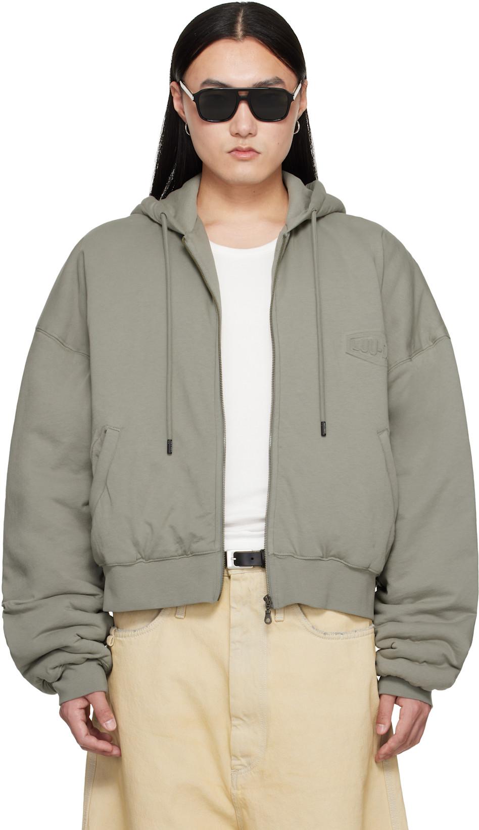 Gray Wadded Hoodie by LU'U DAN