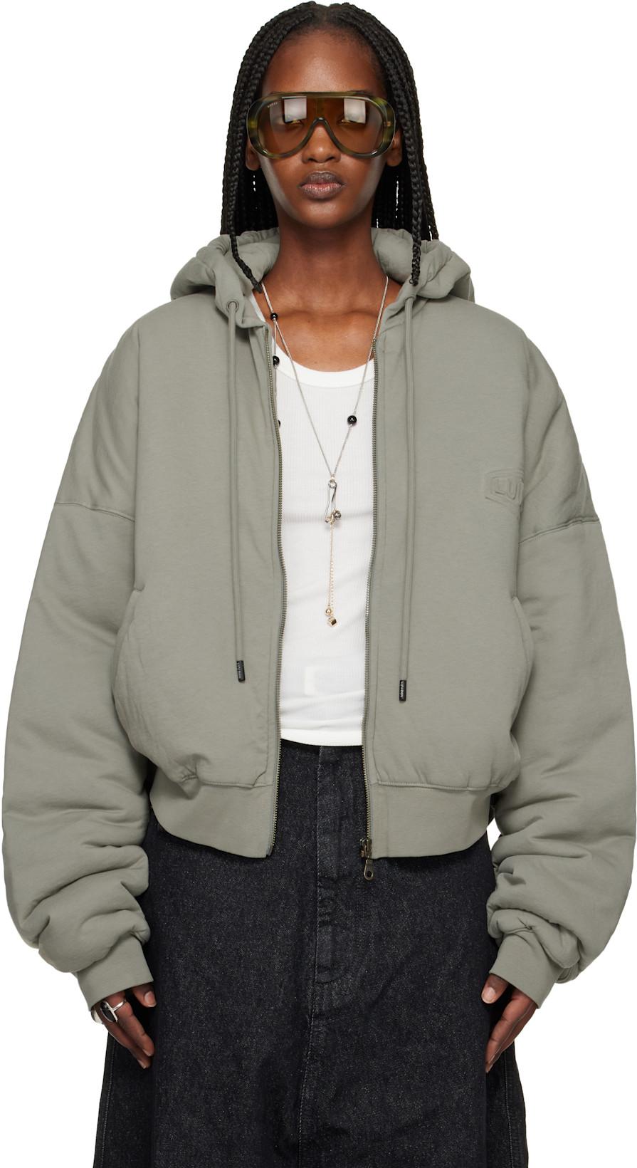 Gray Wadded Hoodie by LU'U DAN