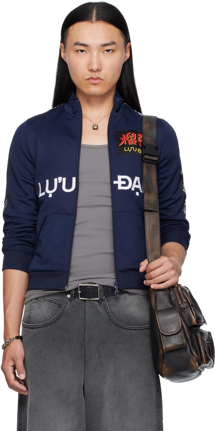 Navy Shrunken Track Jacket by LU'U DAN