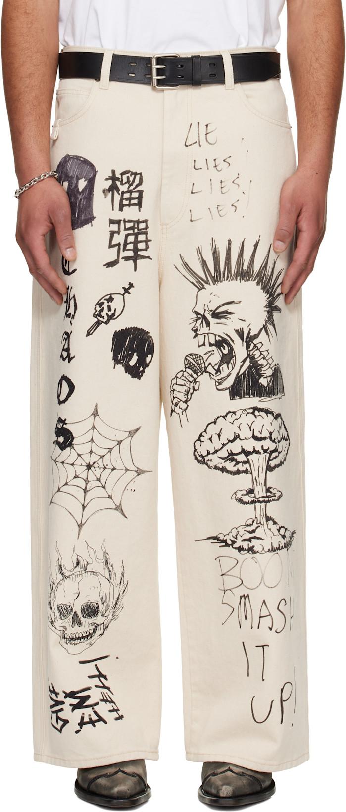 Off-White Blue Collar Jeans by LU'U DAN