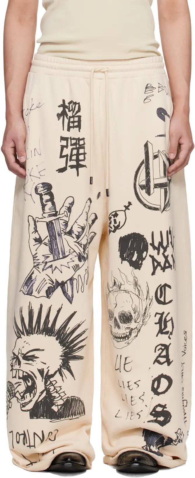 Off-White Raw-Cut Bontan Sweatpants by LU'U DAN