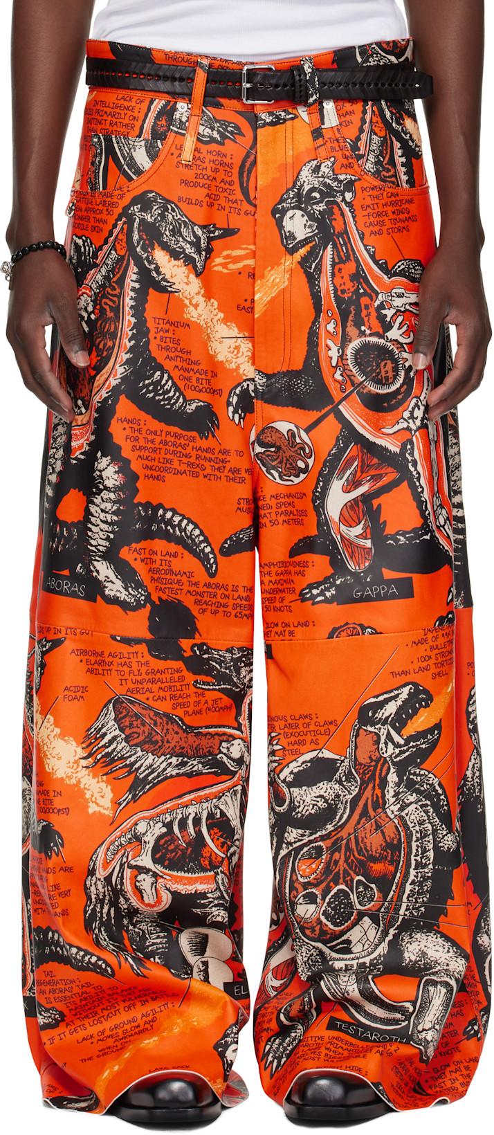 Orange Dumpster Leather Pants by LU'U DAN