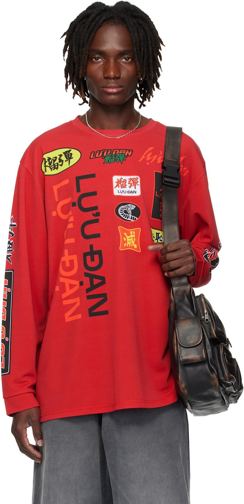 Red Oversized Long Sleeve Jersey by LU'U DAN
