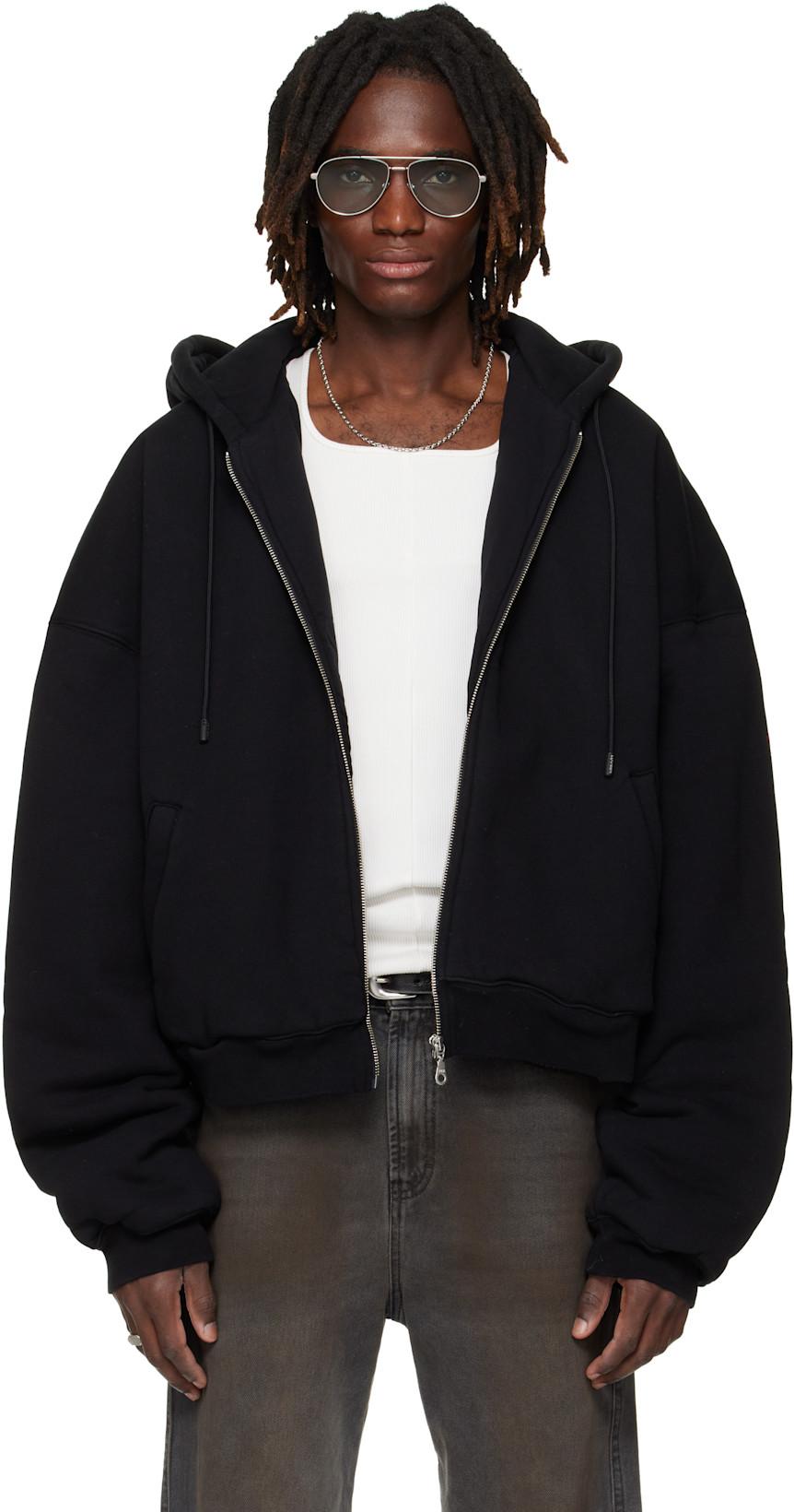 SSENSE Exclusive Black Wadded Hoodie by LU'U DAN