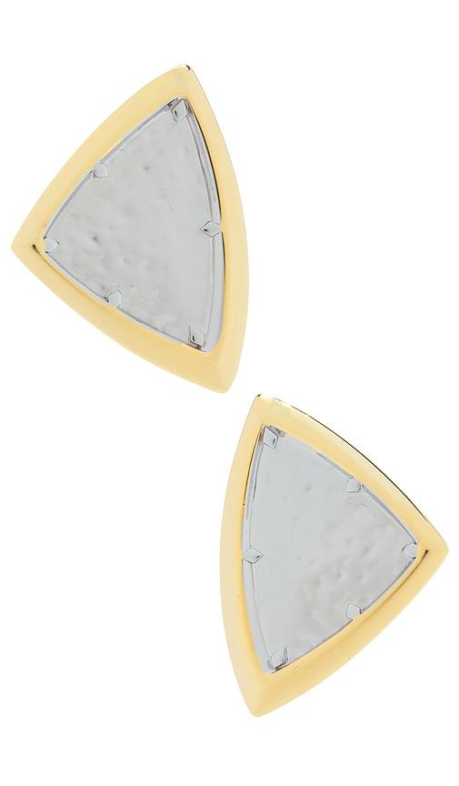 Luv AJ The Bianco Nero Studs in Metallic Gold by LUV AJ