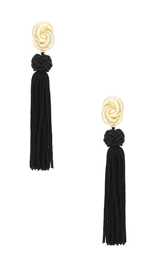 Luv AJ The Solstice Knot Tassel Earrings in Metallic Gold by LUV AJ